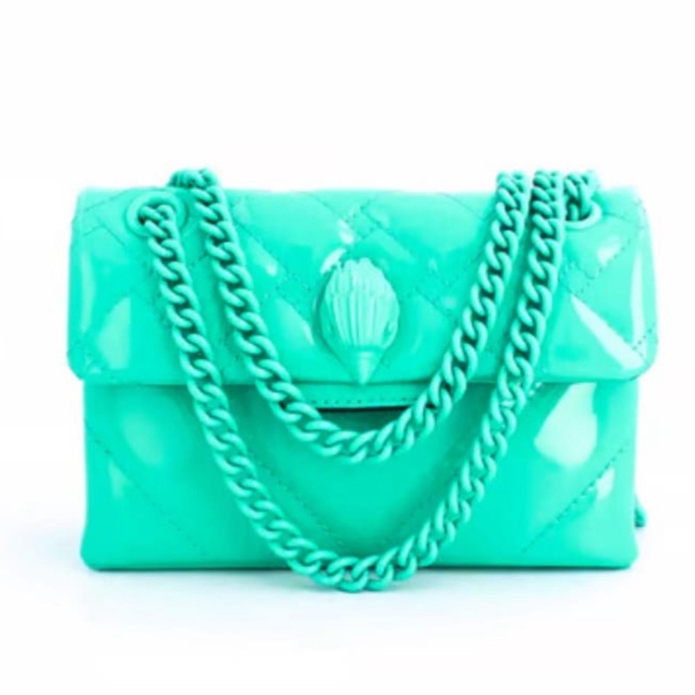 Kurt Geiger Mini Kensington Patent Crossbody bag Turquoise